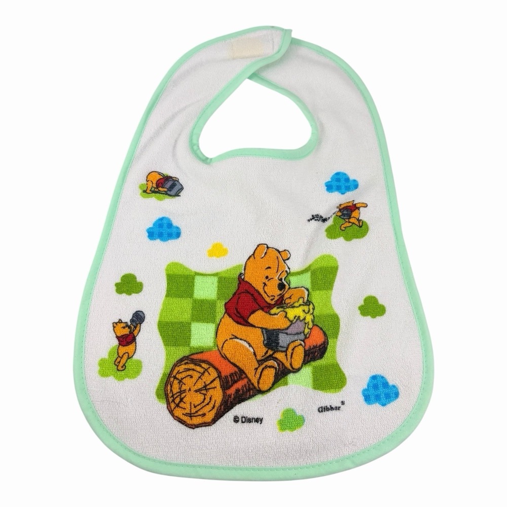 Vintage Classic Disney Winnie the Pooh Green Baby Bib 90s
